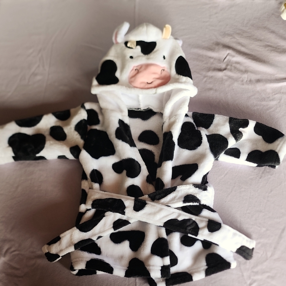 Cow Print Hooded Robe for Baby 0-9M